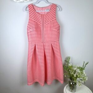 MADISON LEIGH Pink Peach Fit & Flare Sleeveless Textured Dress / Plus Size 14